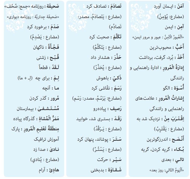 ترجمه صفحه 16 عربی نهم
