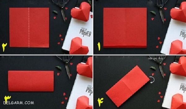 آموزش تصویری درست کردن قلب کاغذی با اوریگامی