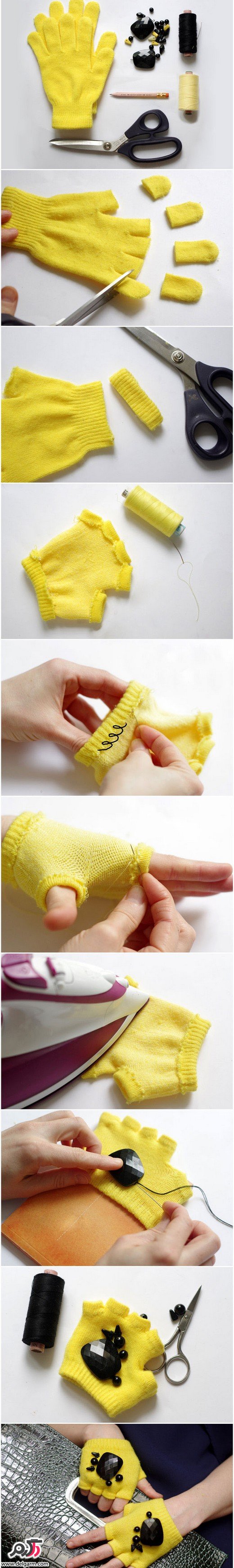 درست کردن دستکش بافتنی دخترانه