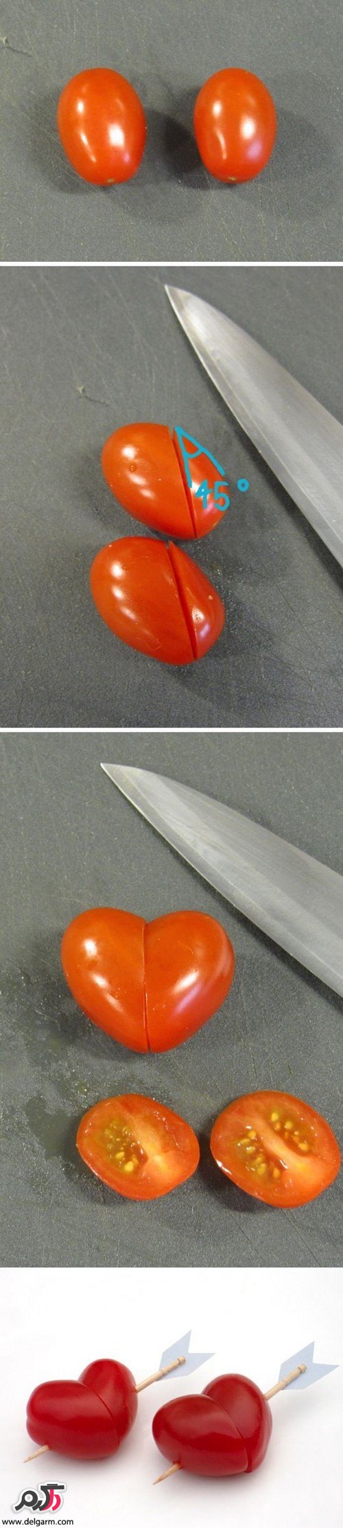 تزیین گوجه فرنگی به شکل قلب