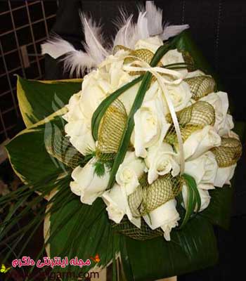 دسته گل شیک عروس با گل سفید