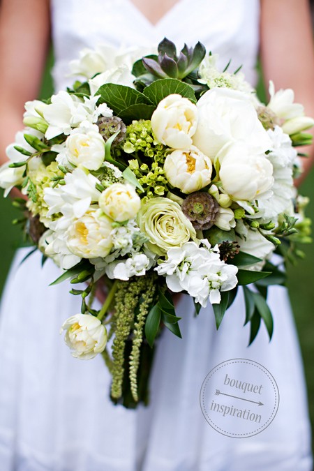 dastegol 4 مدل دسته گل عروس با گل های سبز و سفید فانتزی