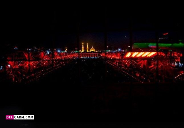 عکس حرم امام حسین در شب
