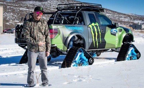 ken block with his ford f-150 raptortrax
